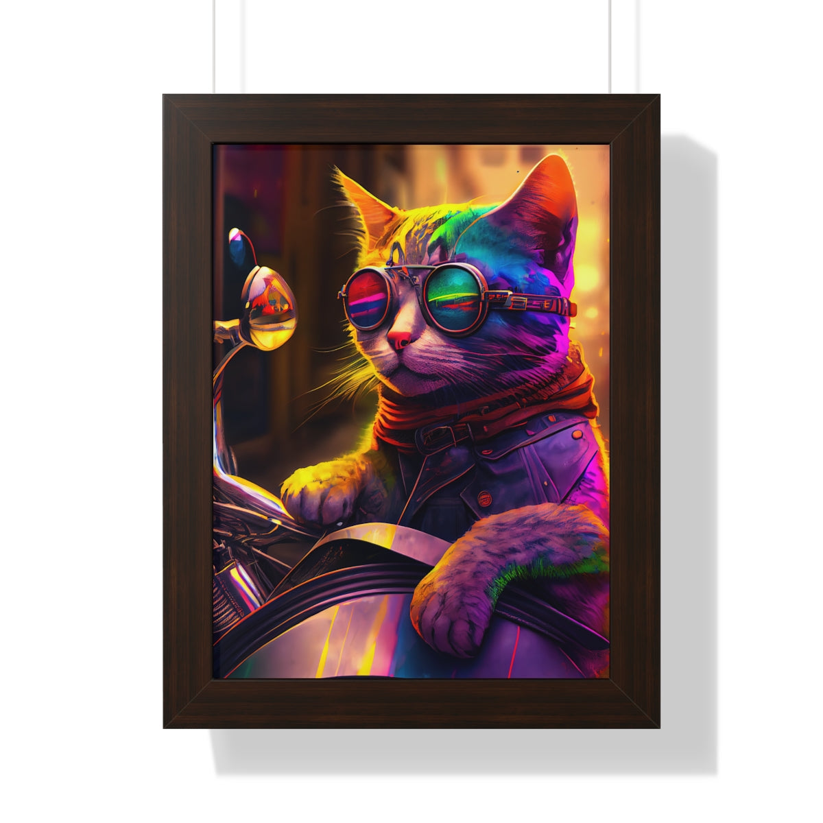 Kitty Biker Framed Print