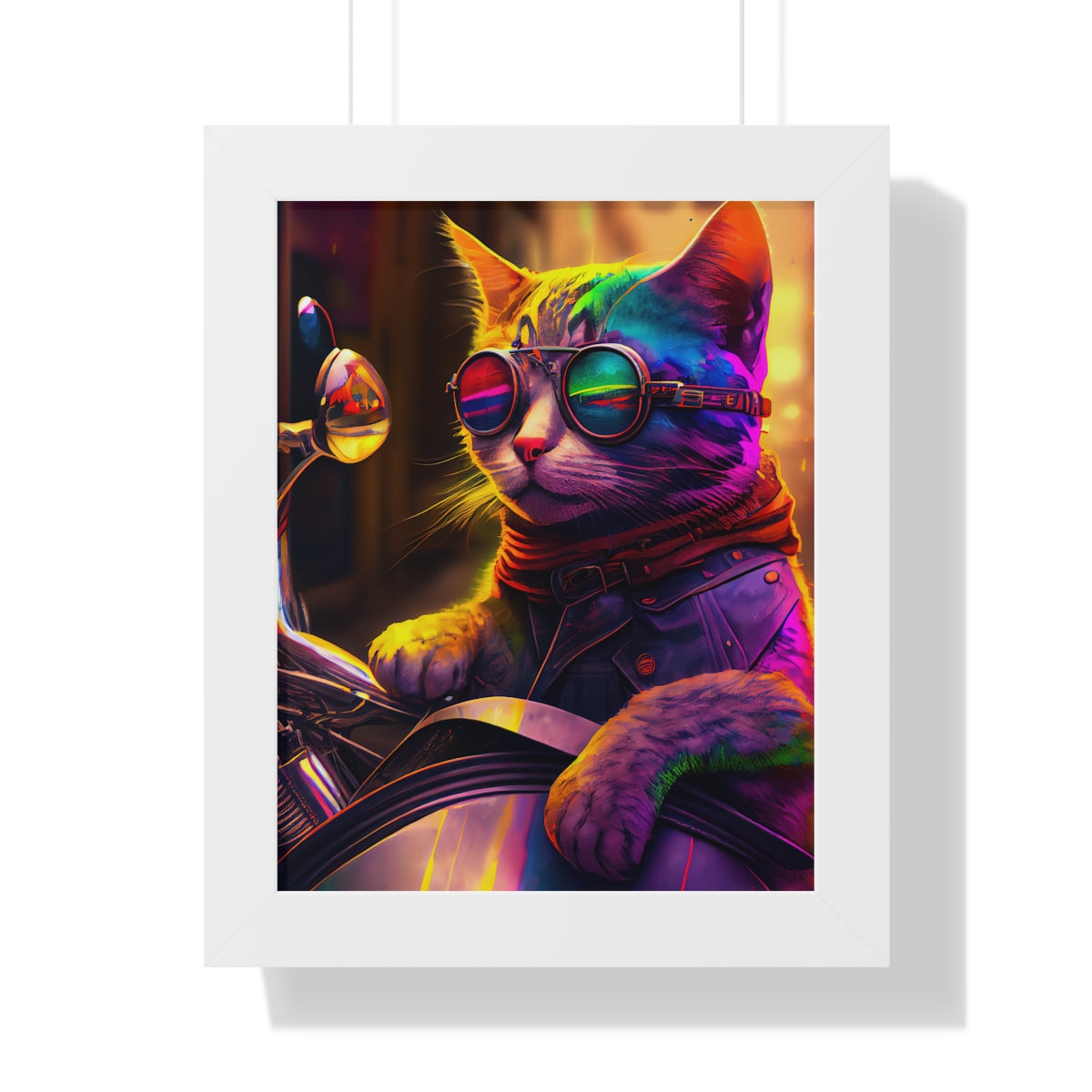 Kitty Biker Framed Print