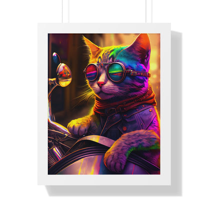 Kitty Biker Framed Print