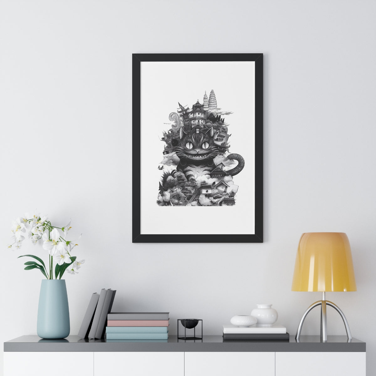 Kitty Kaiju Framed Print