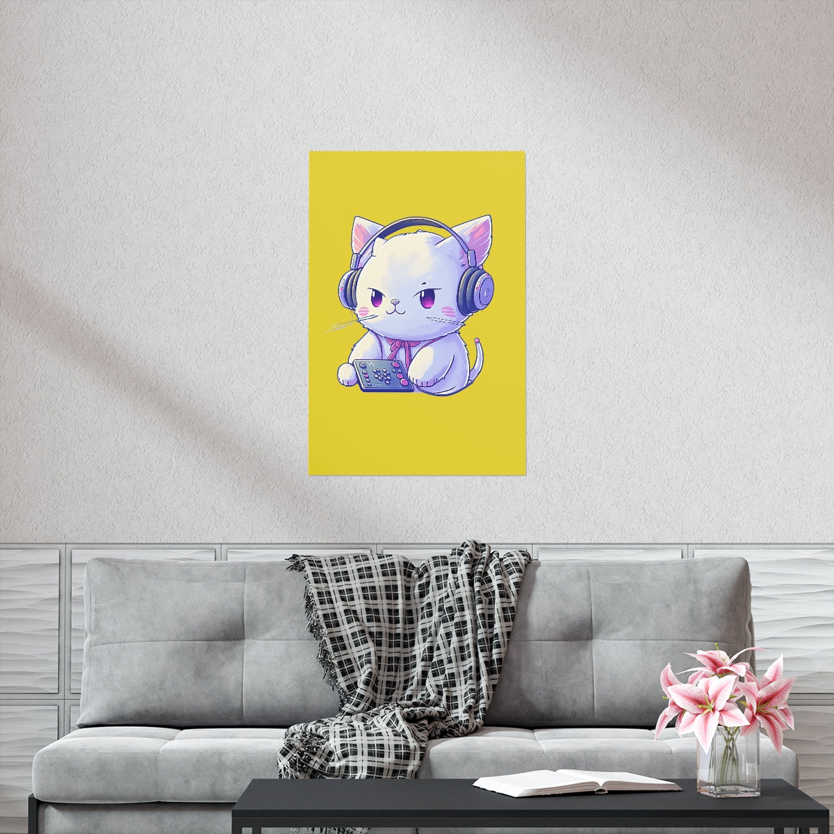 Gamer Kitty Yellow Premium Poster