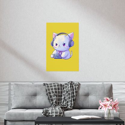 Gamer Kitty Yellow Premium Poster