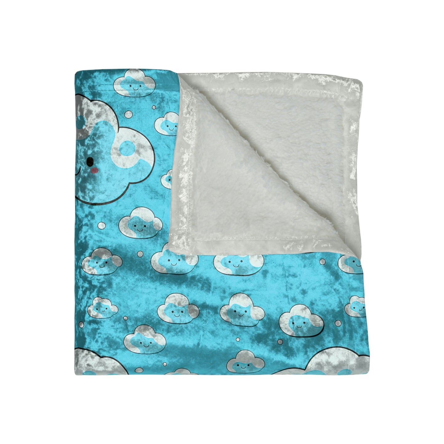 Kawaii Cloudy Sky Crushed Velvet Blanket