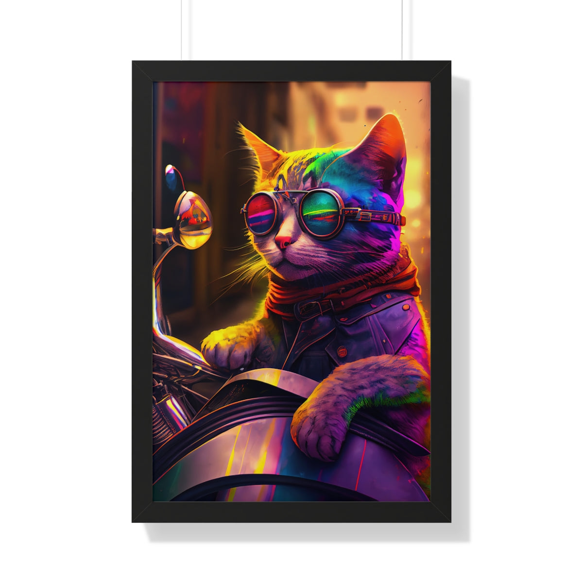 Kitty Biker Framed Print