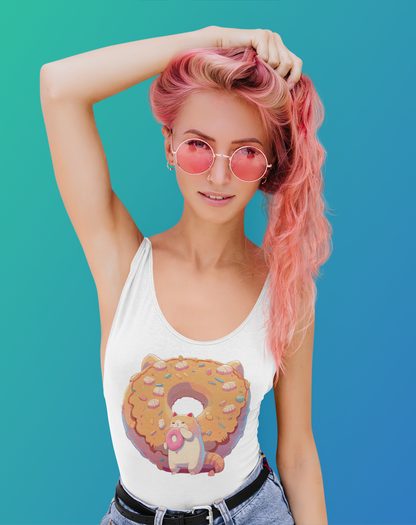 Women's Donut-Cat Racerback Tank