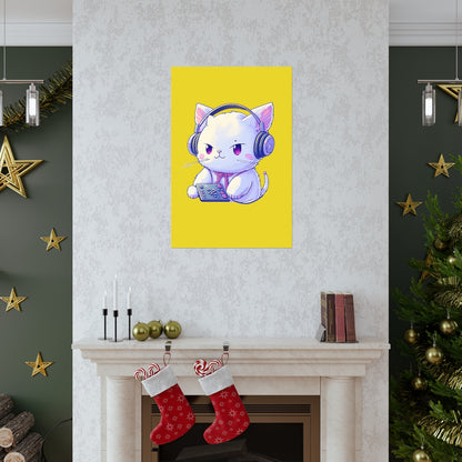 Gamer Kitty Yellow Premium Poster