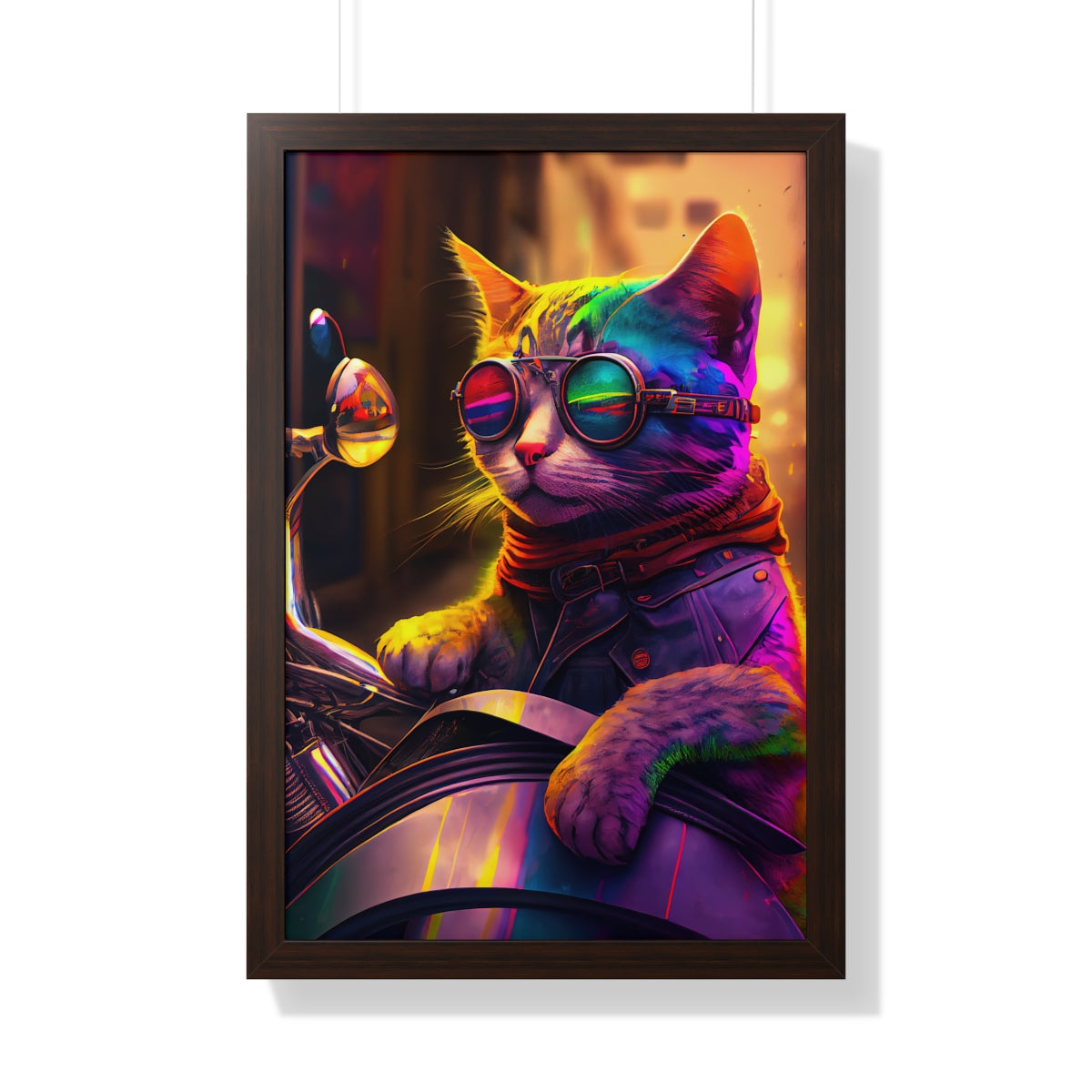 Kitty Biker Framed Print