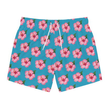 Pink Habiscus Swim Trunks