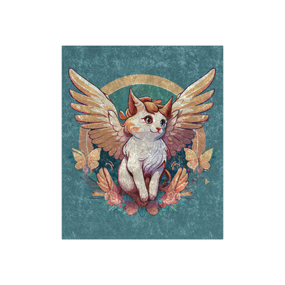 Angel Kitty Crushed Velvet Blanket