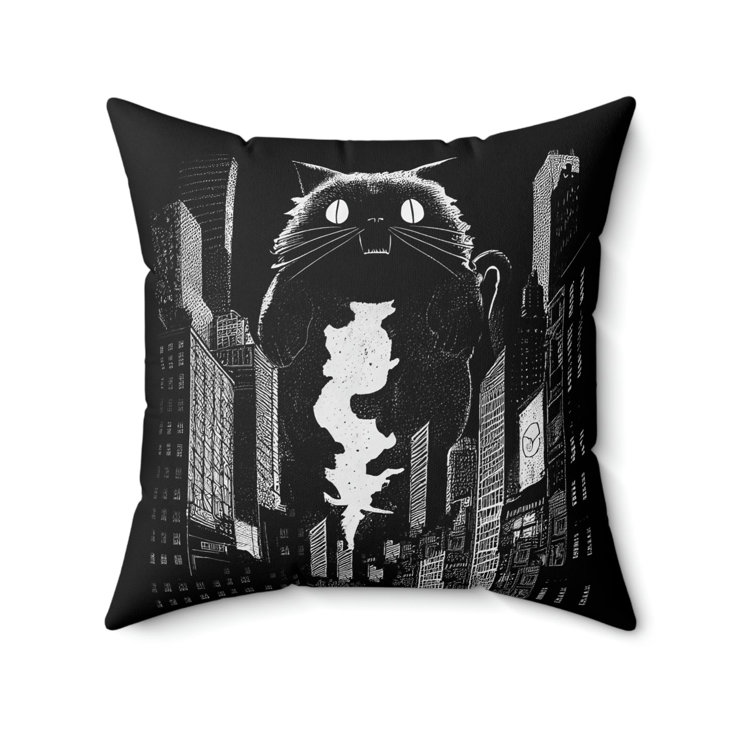 Catzilla Throw Pillow