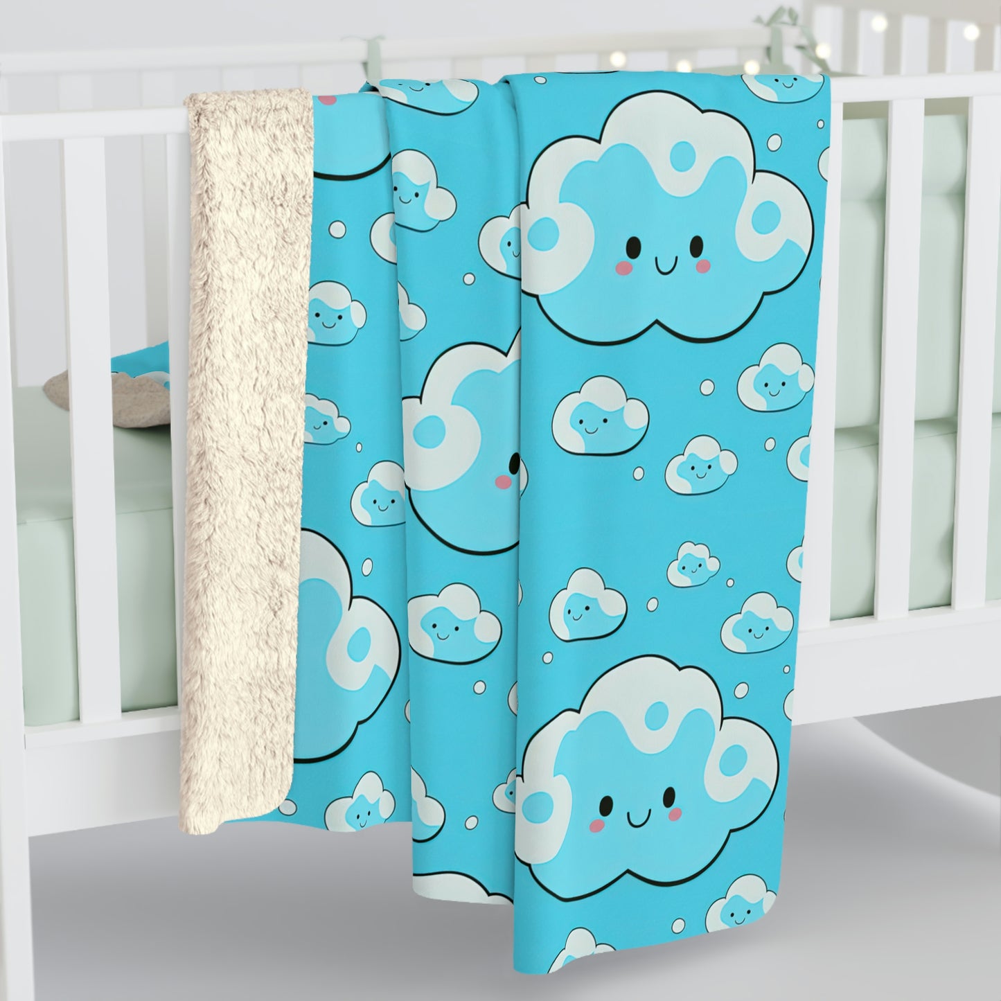 Kawaii Cloudy Sky Fleece Blanket