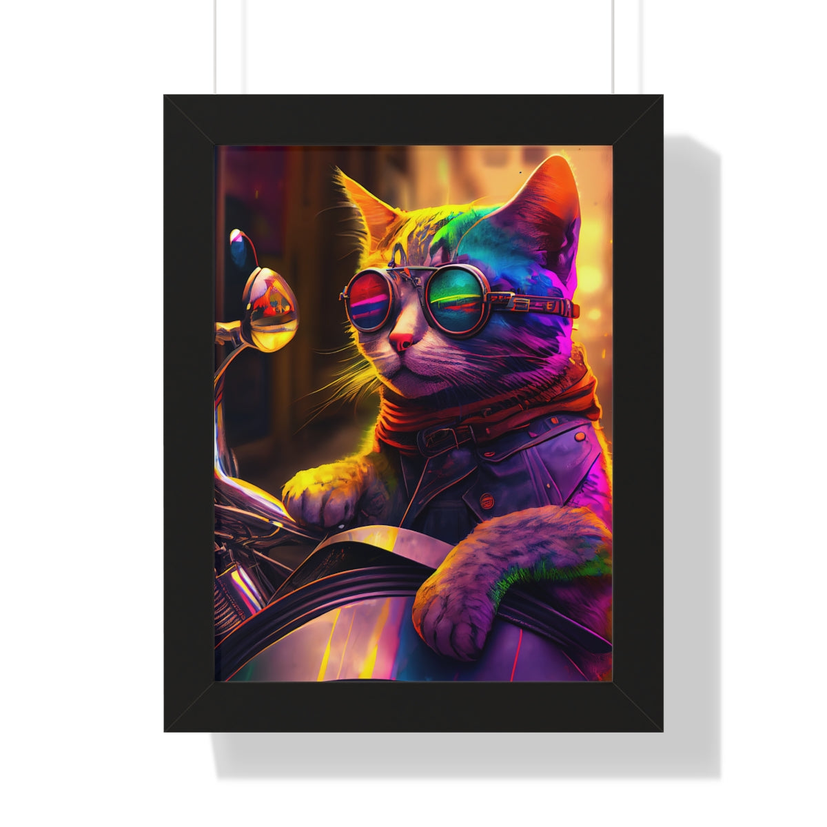 Kitty Biker Framed Print