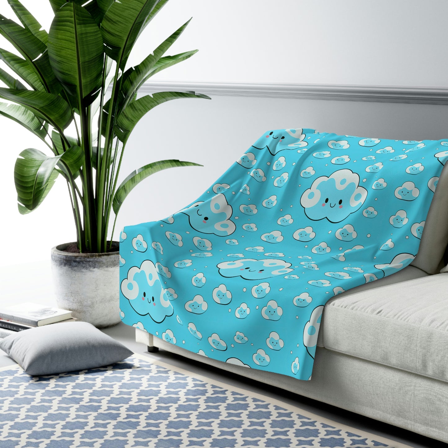 Kawaii Cloudy Sky Fleece Blanket