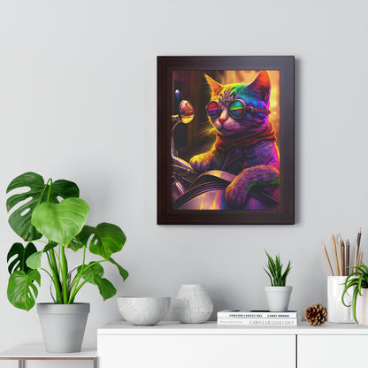 Kitty Biker Framed Print