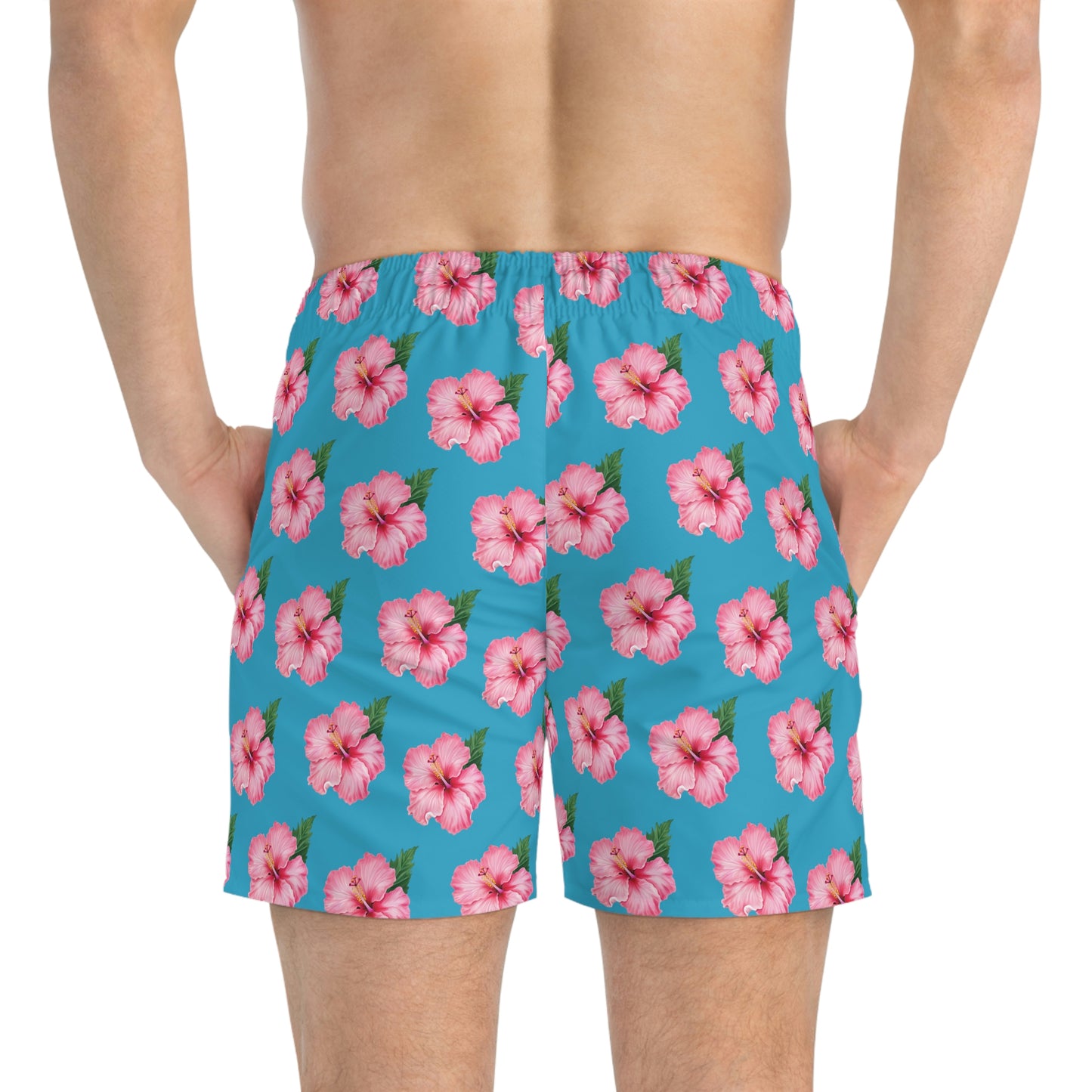 Pink Habiscus Swim Trunks