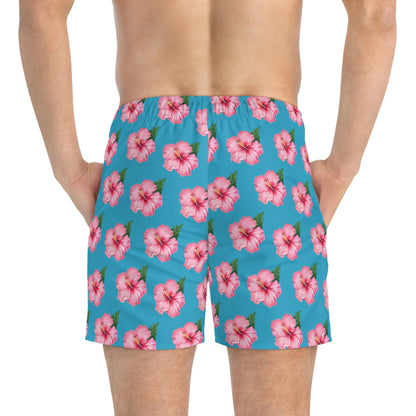 Pink Habiscus Swim Trunks