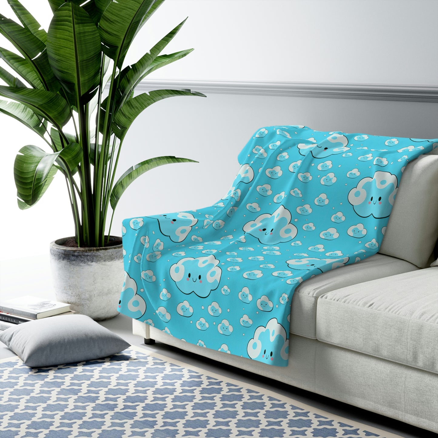 Kawaii Cloudy Sky Fleece Blanket