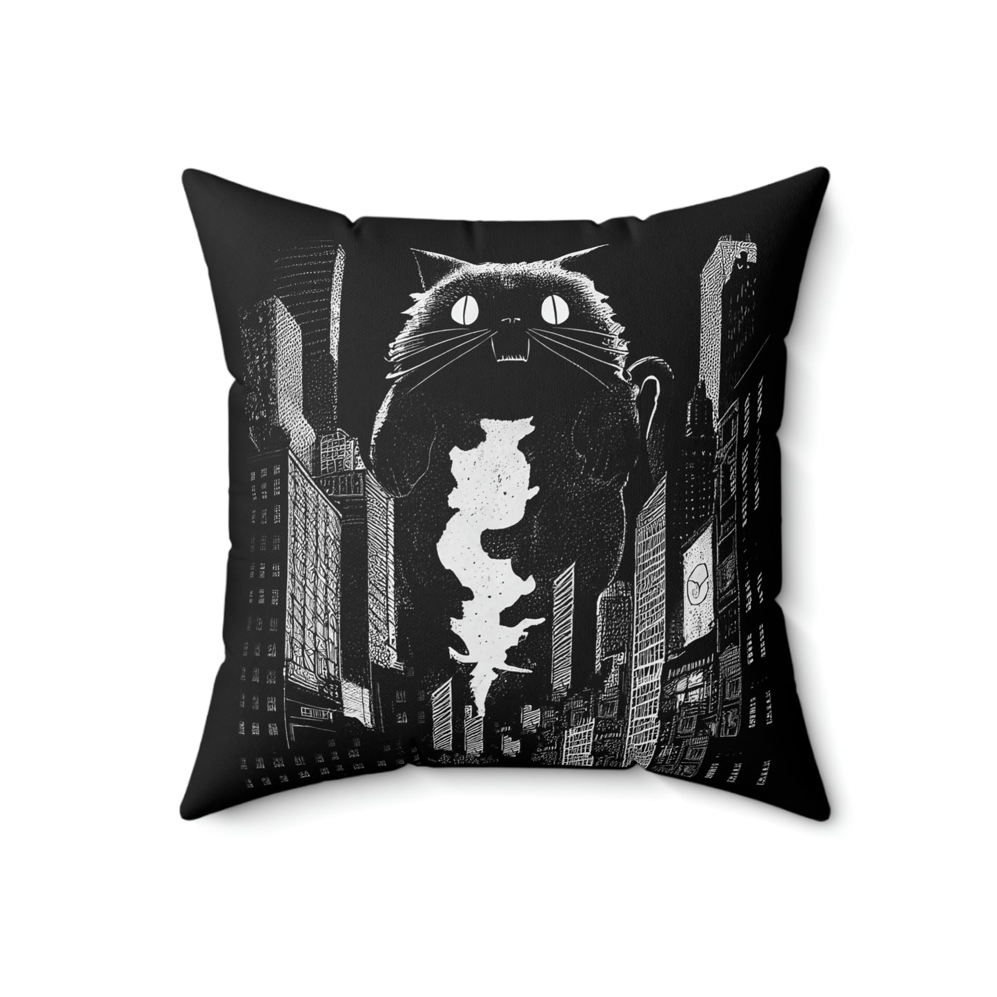 Catzilla Throw Pillow