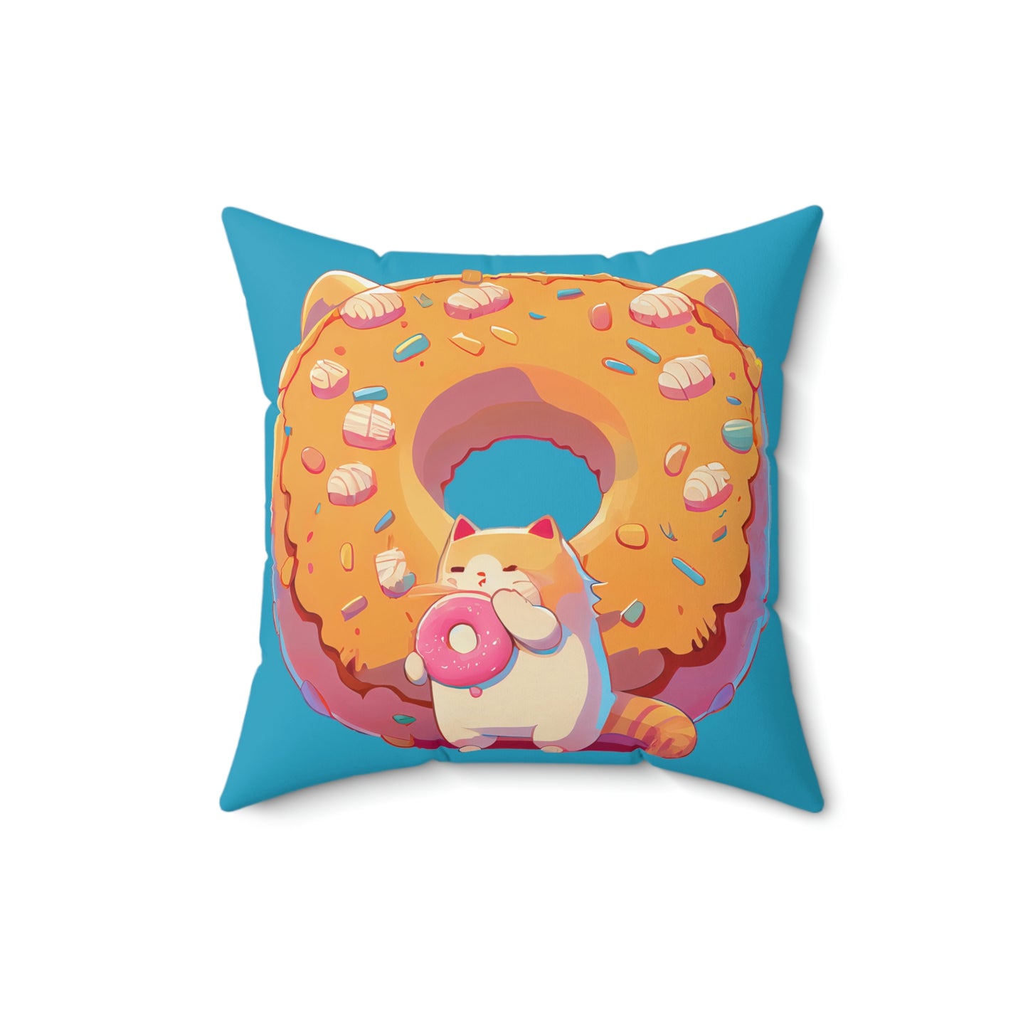 Donut Cat Square Pillow