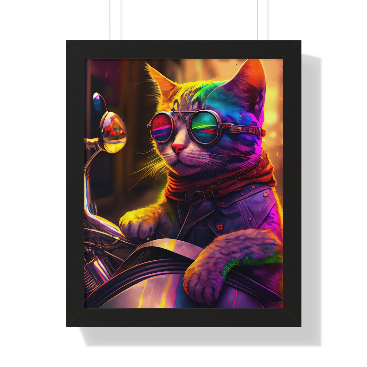 Kitty Biker Framed Print