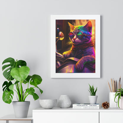 Kitty Biker Framed Print