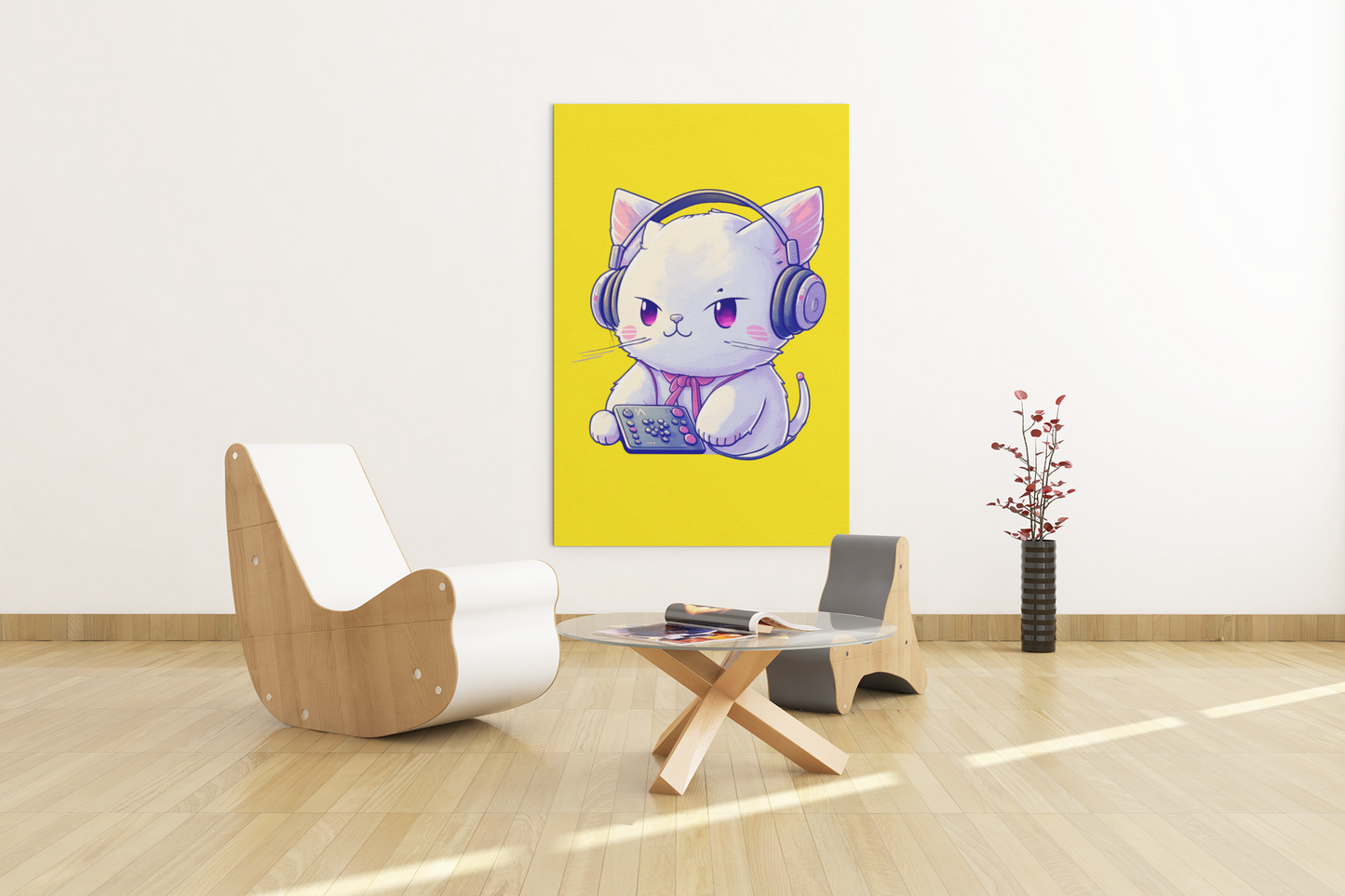 Gamer Kitty Yellow Premium Poster