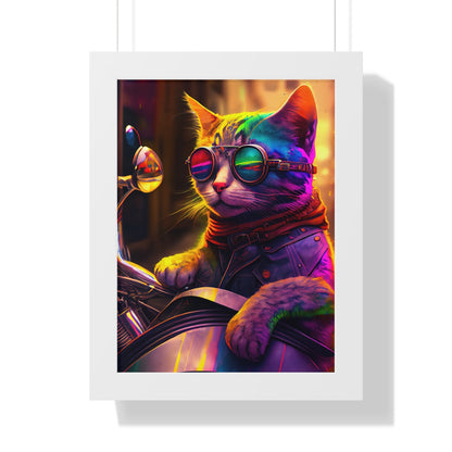 Kitty Biker Framed Print