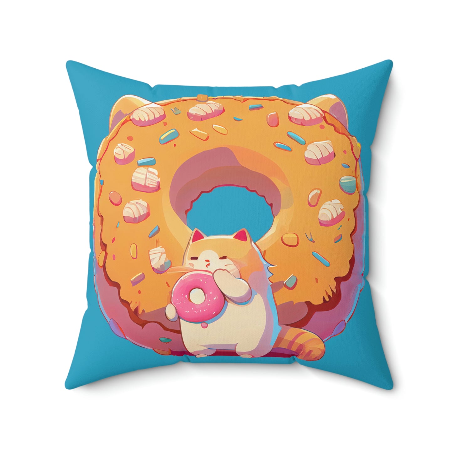 Donut Cat Square Pillow