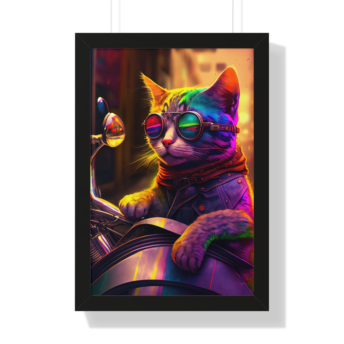 Kitty Biker Framed Print