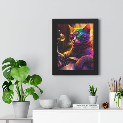 Kitty Biker Framed Print