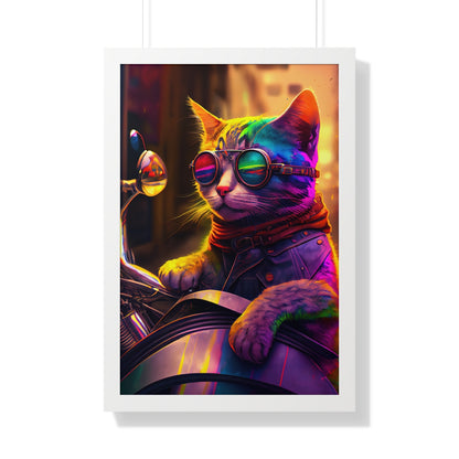 Kitty Biker Framed Print