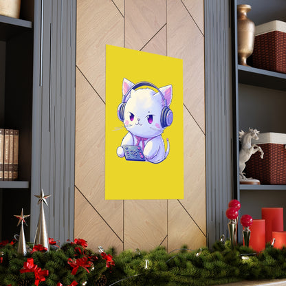 Gamer Kitty Yellow Premium Poster