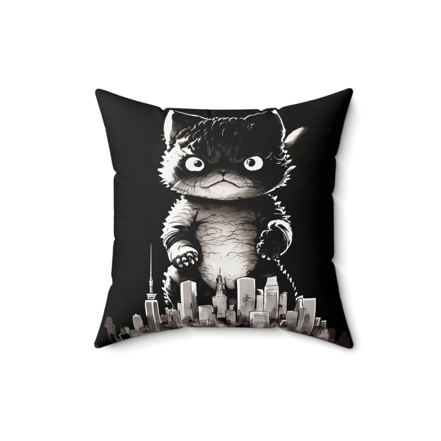 Kittenzilla Throw Pillow