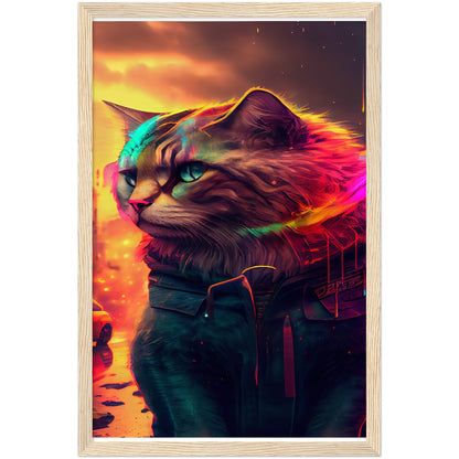 Kitty Portrait Premium Semi-Glossy Paper Wooden Framed Print