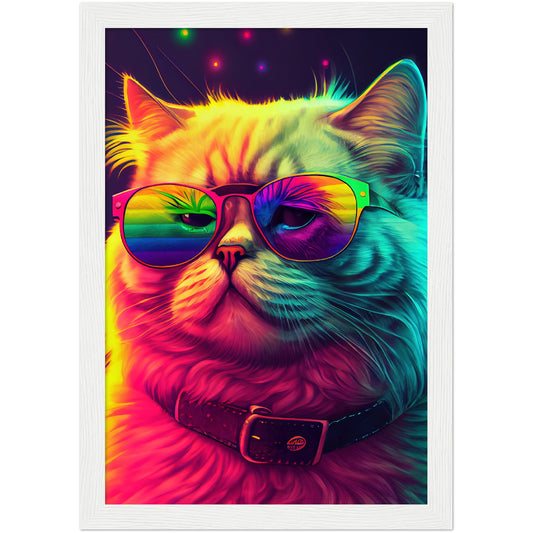 Mr. Cool-Cat Premium Semi-Glossy Paper Wooden Framed Print