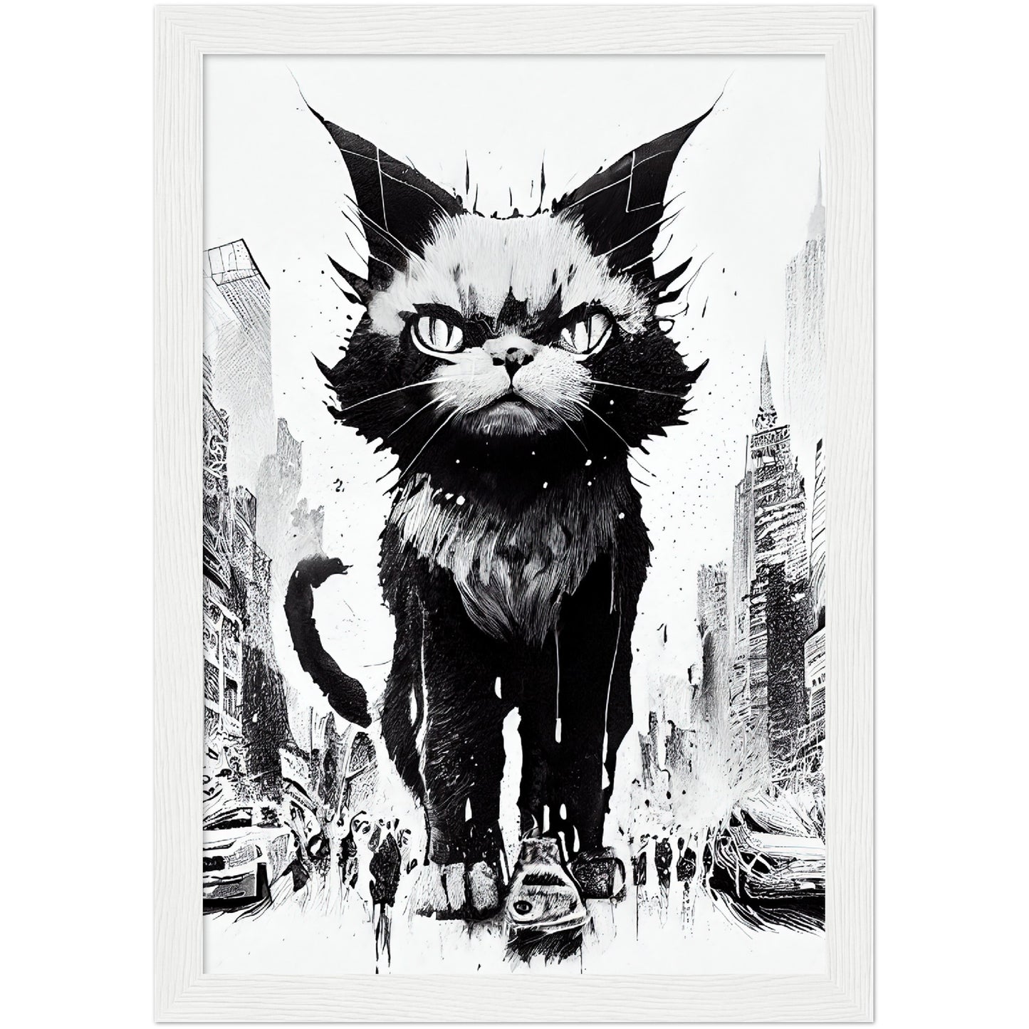 Catzilla Premium Semi-Glossy Paper Wooden Framed Print