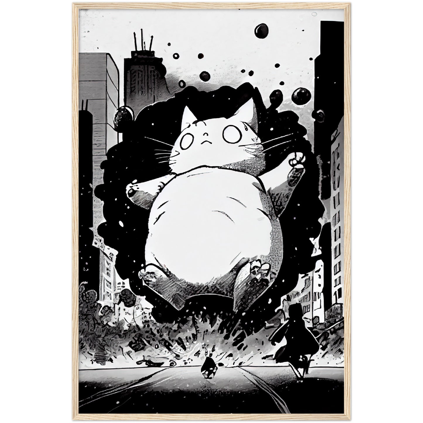 Catzilla Premium Semi-Glossy Paper Wooden Framed Print