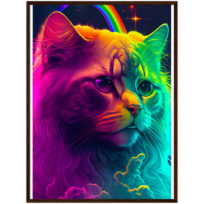 Rainbow Cat Premium Semi-Glossy Paper Wooden Framed Print