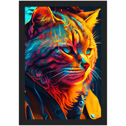 Vibrant Cat Premium Semi-Glossy Paper Wooden Framed Print