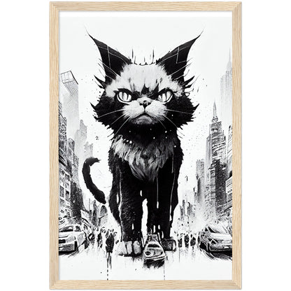 Catzilla Premium Semi-Glossy Paper Wooden Framed Print