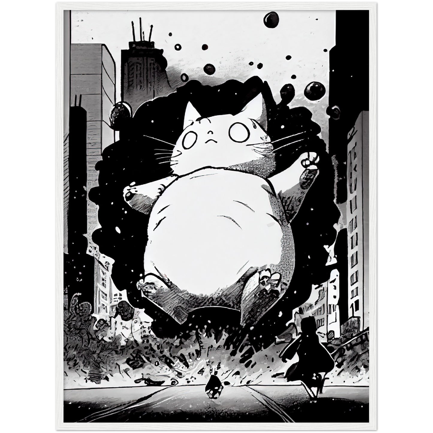 Catzilla Premium Semi-Glossy Paper Wooden Framed Print