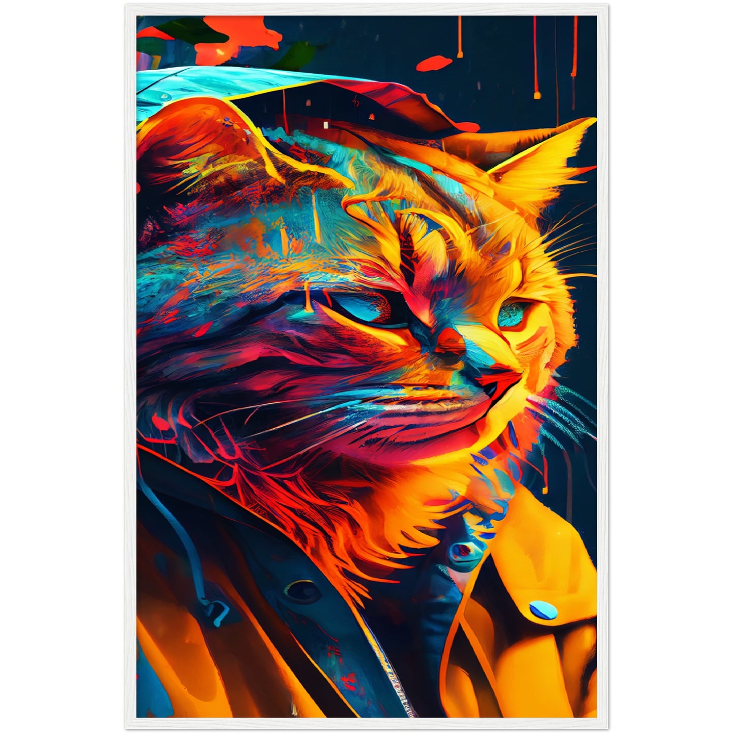 Vibrant Cat Premium Semi-Glossy Paper Wooden Framed Print