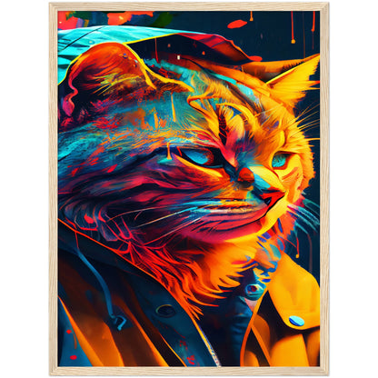 Vibrant Cat Premium Semi-Glossy Paper Wooden Framed Print