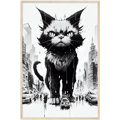 Catzilla Premium Semi-Glossy Paper Wooden Framed Print