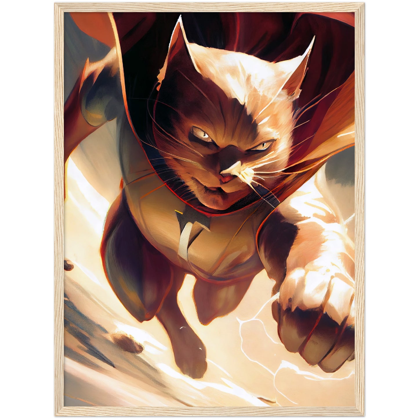 Supercat Premium Semi-Glossy Paper Wooden Framed Print