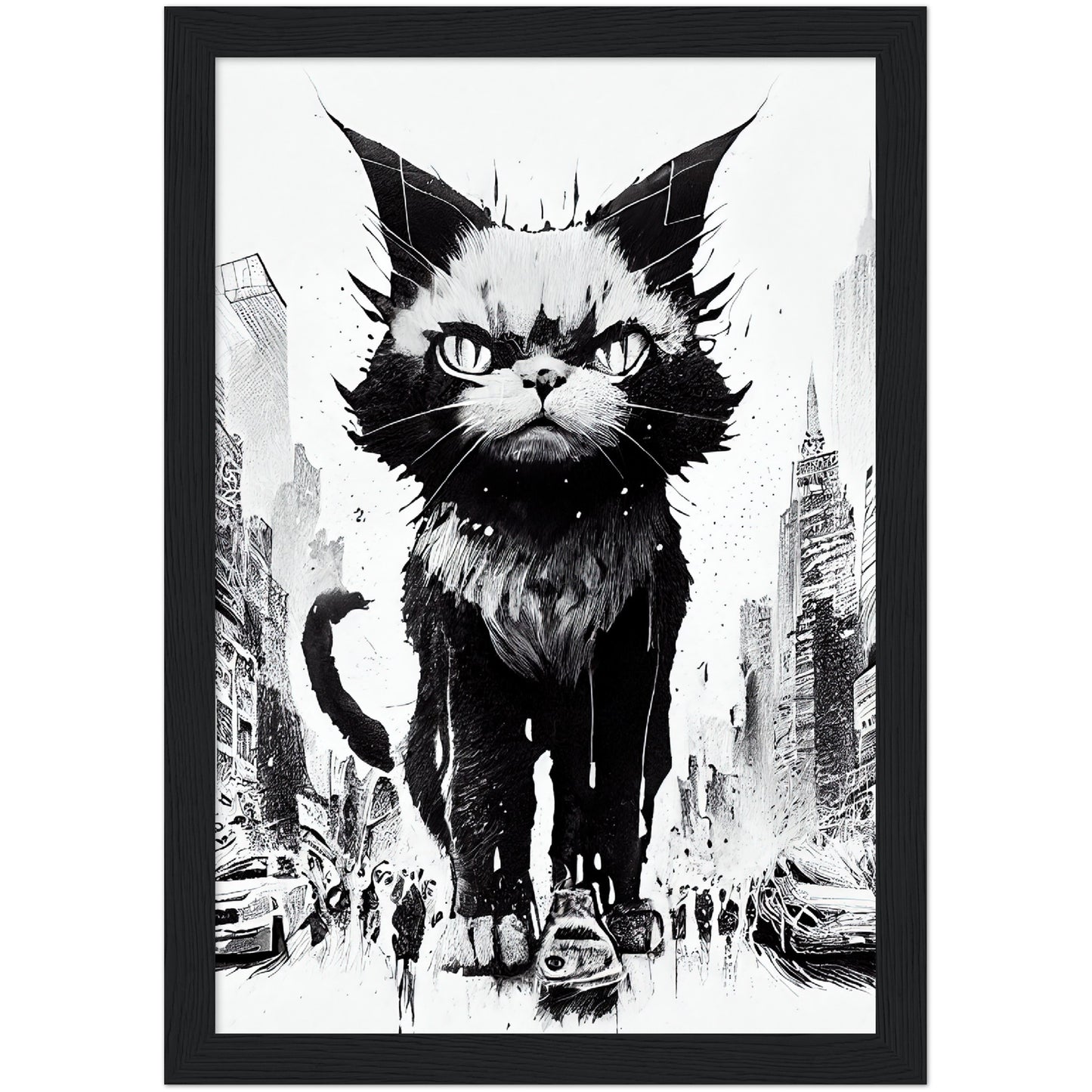 Catzilla Premium Semi-Glossy Paper Wooden Framed Print