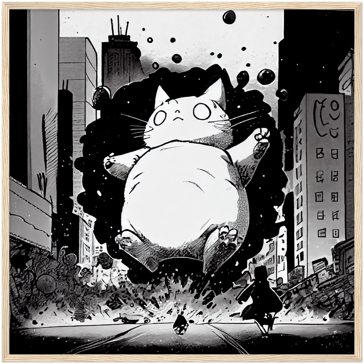 Catzilla Premium Semi-Glossy Paper Wooden Framed Print