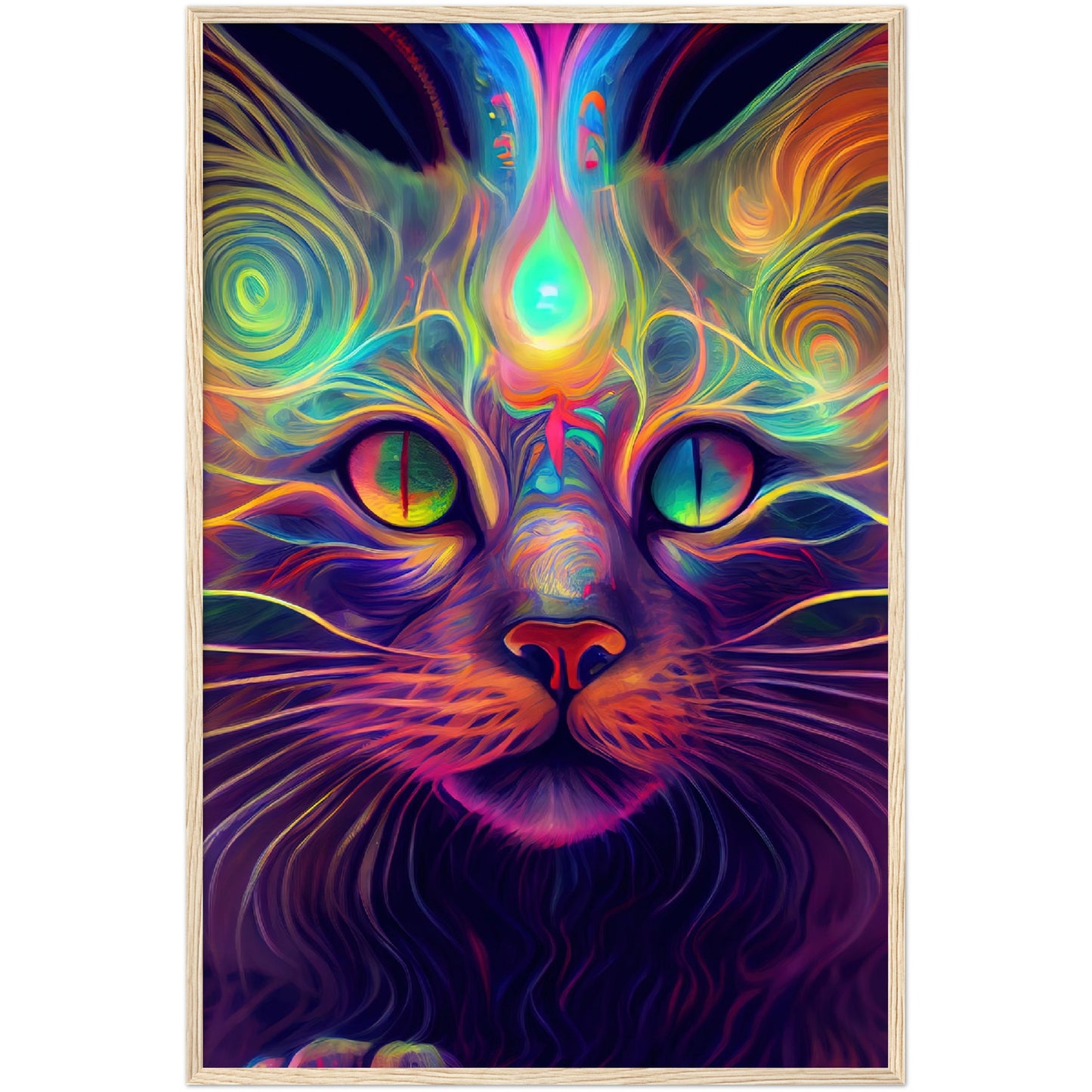 Catnip Trip Premium Semi-Glossy Paper Wooden Framed Print