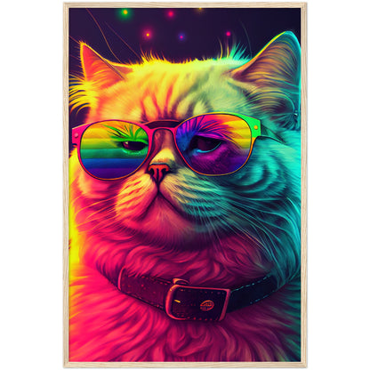 Mr. Cool-Cat Premium Semi-Glossy Paper Wooden Framed Print