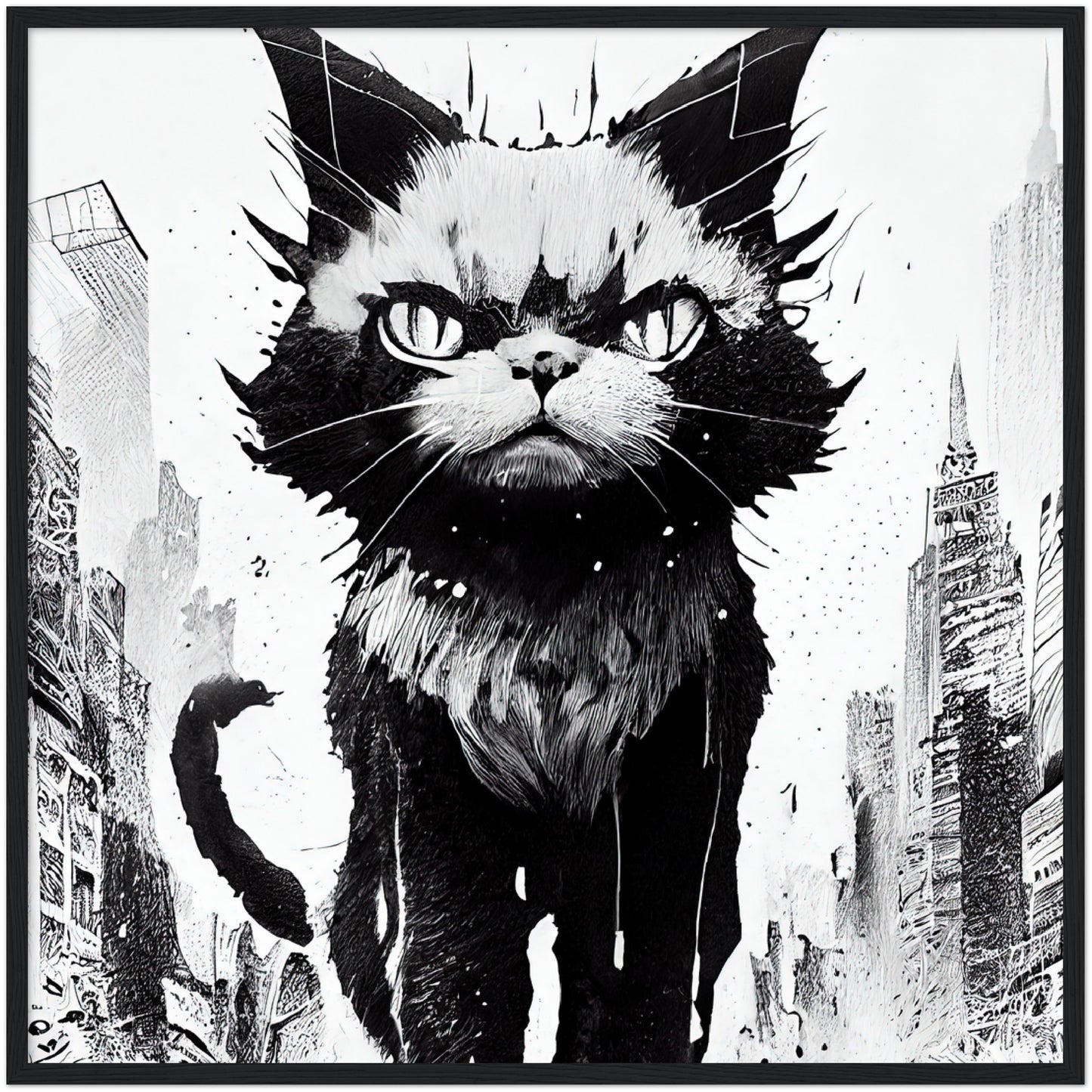 Catzilla Premium Semi-Glossy Paper Wooden Framed Print